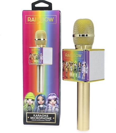 Draadloze Karaoke Microfoon met Ingebouwde Luidspreker en Regenboogverlichting - 10m Bereik, 4-uurs Speeltijd, Bluetooth