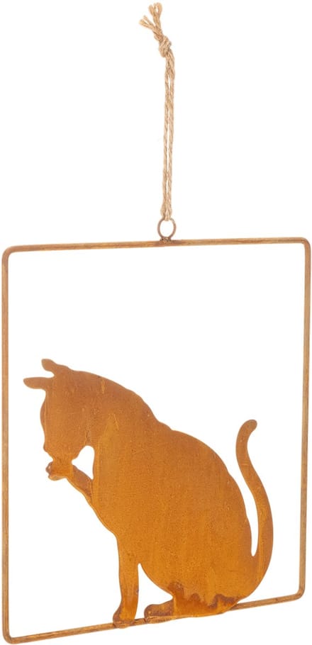 Decoratief kattenbeeldje van roestig metaal, roestdecoratie om op te h