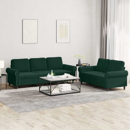 vidaXL - 2-delige - Loungeset - met - kussens - fluweel - donkergroen