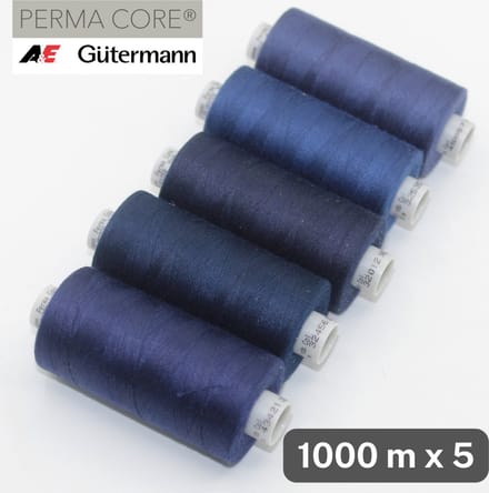 Gütermann Perma Core Polyestergaren - 5 x 1000 m - Marineblauwe tinten