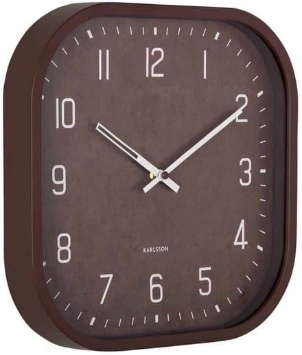 Karlsson Wandklok Elemental Cuadrado - Chocoladebruin - Ø30cm - Wandklok Modern