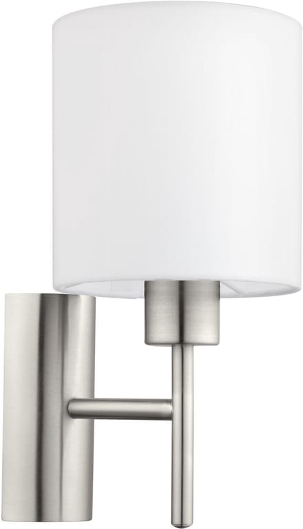 EGLO Pasteri Wandlamp - 1 Lichts - 30.5 cm - Stof - Grijs, Wit