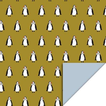 Cadeaupapier 70x300 cm - Penguin Deep Yellow - Sky Blue