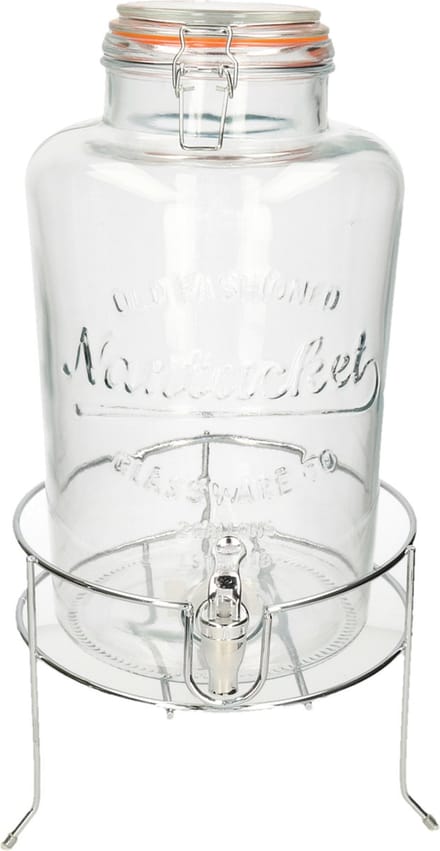 Drankdispenser/limonadedispenser op verhoger - glas - RVS - 8 liter - 18 x 37 cm