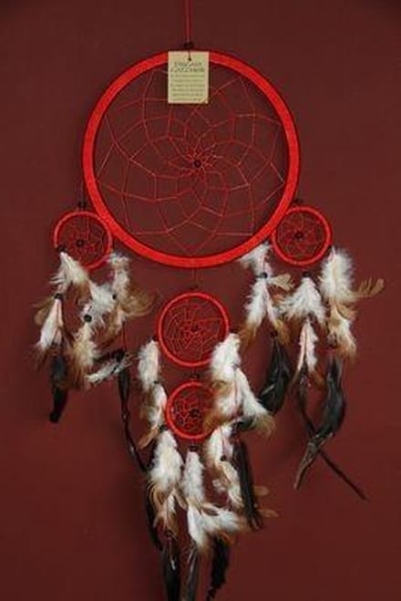 Dromenvanger / Dreamcatcher Ø22cm met kleintjes  - rood