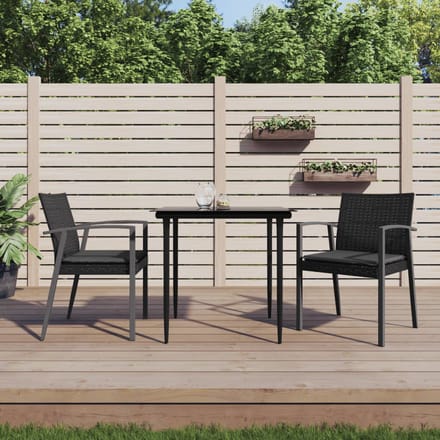 vidaXL - 3-delige - Tuinset - met - kussens - poly - rattan - en - staal