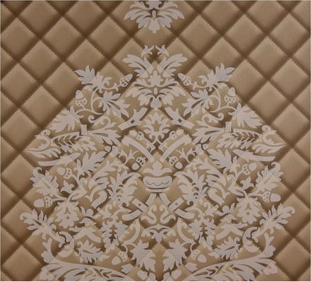 Dutch Wallcoverings Vliesbehang leer damast ruit - bruin