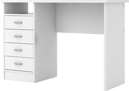 Fula bureau 4 lades en 1 plank, wit.