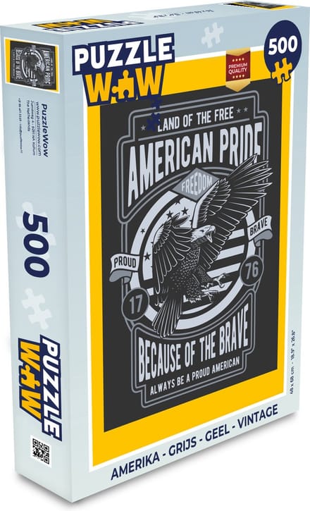 Puzzel Amerika - Grijs - Geel - Vintage - Legpuzzel - Puzzel 500 stukjes