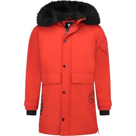 Parka Jas Heren - Met Bontkraag - Rood