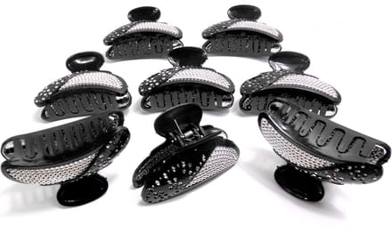 8 grote haarklemmen 8,5 cm zwart met strass patroon