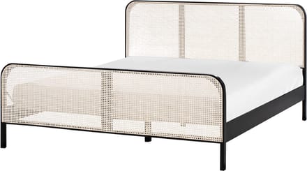 GONFARON - Tweepersoonsbed - Zwart - 180 x 200 cm - Dennenhout