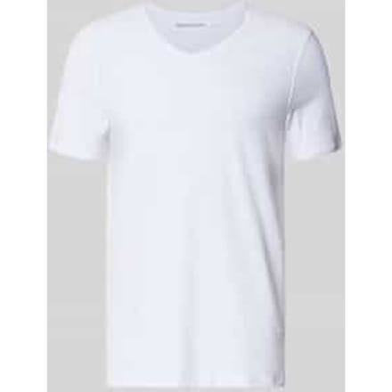 T-shirt met V-hals en rolzoom