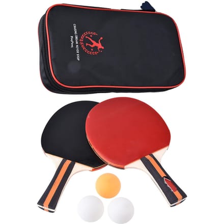2 stuks Professionele Training Tafel Bat Tennis Draagbare Ping Pong Racket Set met Tas & 3 Ballen black
