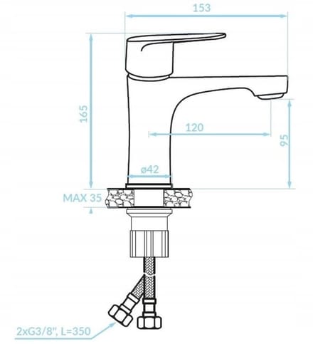 Deftrans Tim - Badkamermeubel - 50x86 cm - Wastafel - Chroomkraan