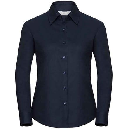 Russell Collection Dames/Dames Klassiek Oxford Overhemd Met Lange Mouwen (Heldere marine)