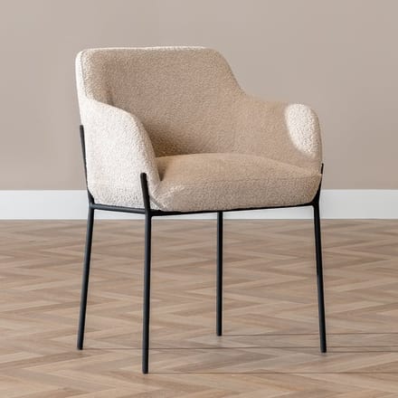 Bronx71® Scandinavische eetkamerstoel Mary bouclé beige - stoel