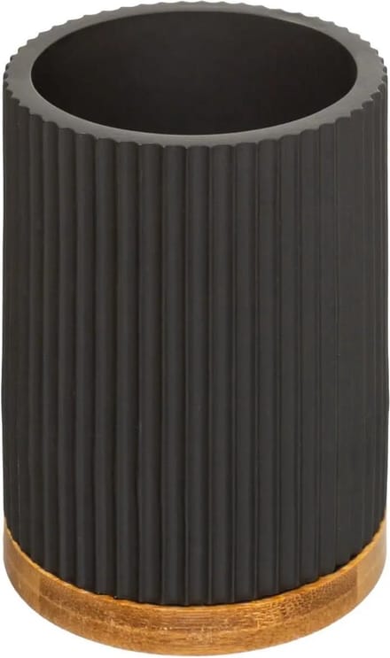5Five Badkamer set - Toiletborstel houder - zwart - 40 cm - met zeeppompje van 270 ml - polyresin