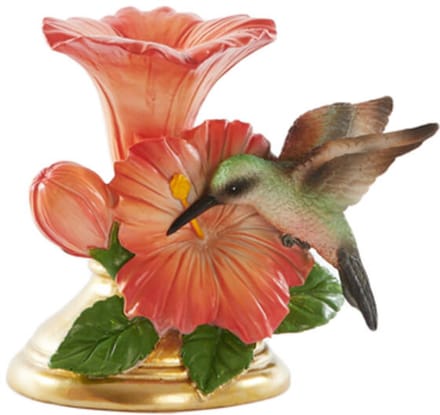Light & Living Bird - kandelaar - koraal + groen/bruin - 14x10x13 cm