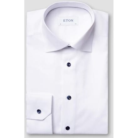 Eton - Overhemd Wit Eton Navy Details Signature Twill Shirt Wit 100012358