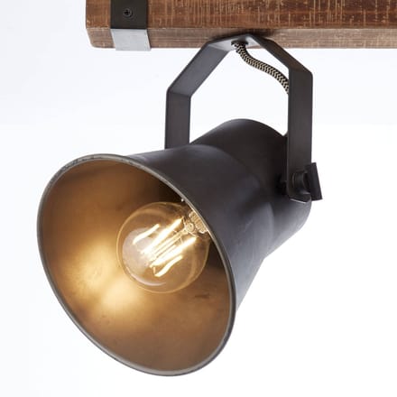 Brilliant Plafondspot Plow, zwart/hout donker