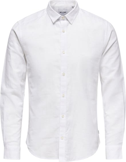 Only & Sons Overhemd Onscaiden Ls Solid Linen Shirt Noos 22012321 White Mannen Maat - XS