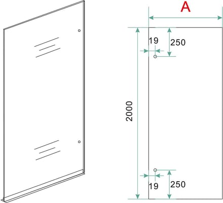 Wiesbaden Less Inloopdouche Rechts 80 x 200 cm - Spiegelrook / Messing
