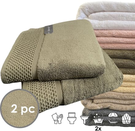 iSleep Deluxe Badlaken - 2 Stuks - 70x140 cm - Olijf Groen