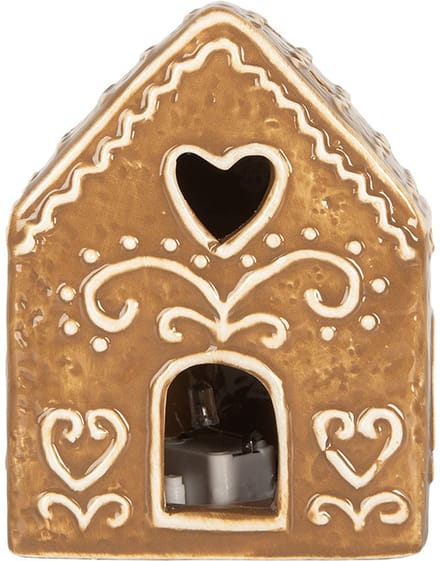 Clayre & Eef Gingerbread house met LED 8x6x10 cm Bruin Keramiek