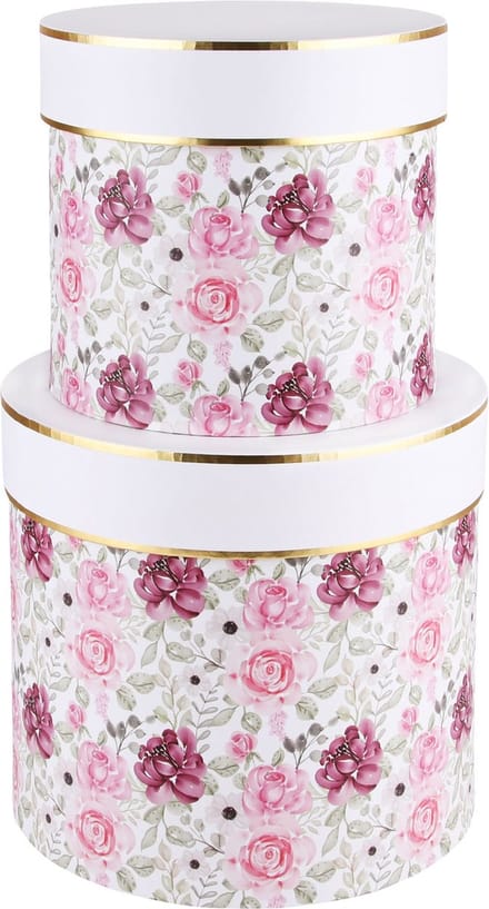 Dekoratief | Set 2 tondozen 'Romantic Flowers', 23x23x20cm | A220071