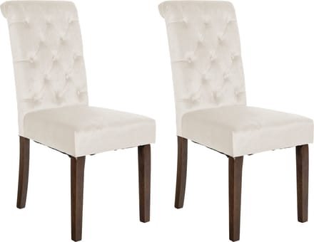 CLP Lisburn Set van 2 eetkamerstoelen - Zonder armleuning - creme Fluweel