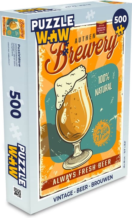 Puzzel 'Authentic brewery, 100% natural, always fresh beer' - Spreuken - Quotes - Legpuzzel - Puzzel 500 stukjes