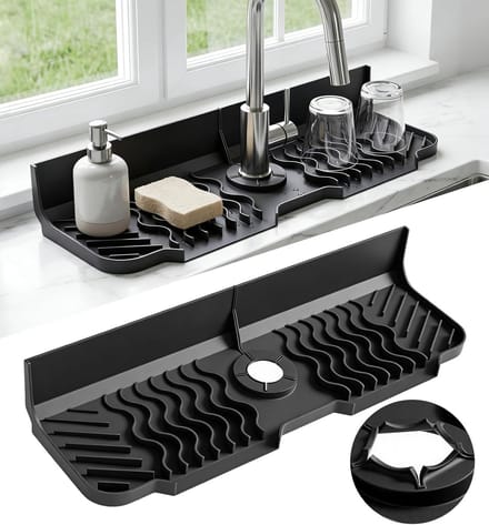 Kraanmat Siliconen - Afdruipmat Keuken - Schoon Aanrecht - Flexibele Opening - 45x14cm