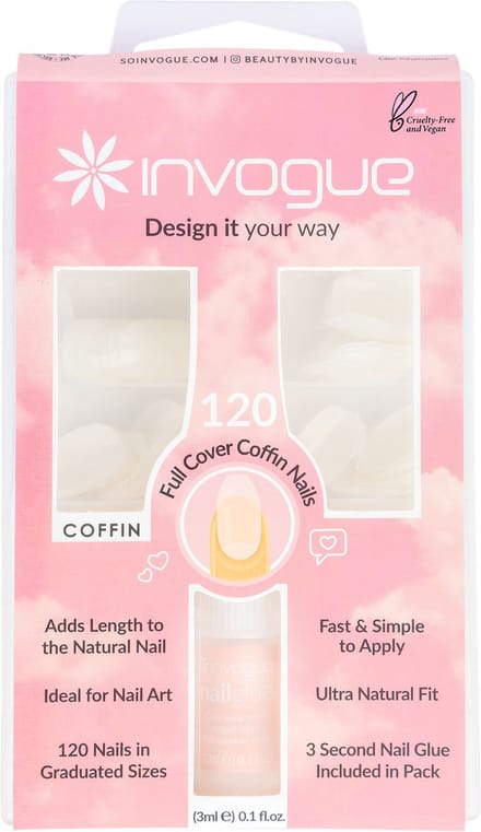 Invogue 120 Full Cover Coffin Shape Nails
