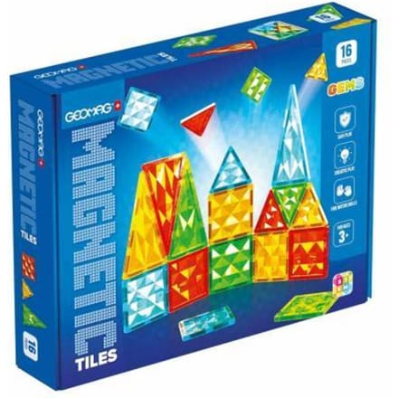 Geomag magnetisch speelgoed Magnetic Tiles Gems 16 bouwset.