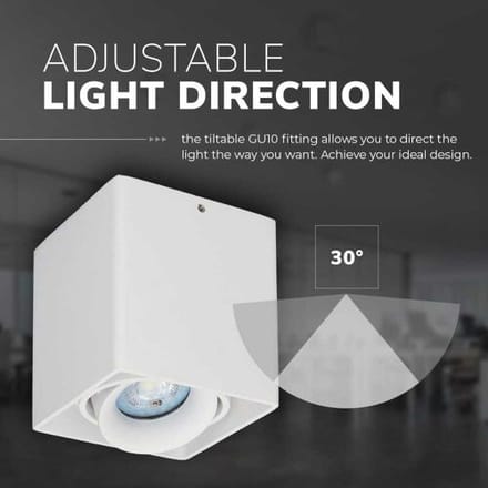 HOFTRONIC Vierkante LED Opbouwspot Esto - Kantelbaar - GU10 - Plafondspot - Voor binnen - Vervangbare afdekring - Wit