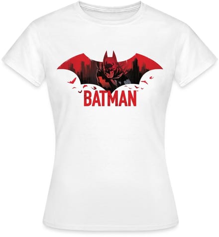 Batman Met Vleermuizen En Rood Batman-Logo T-Shirt Dames