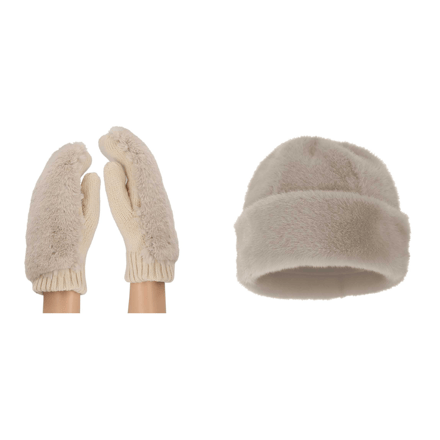 Morethansocks - Teddy wanten en donsmuts dames - One size - Muts dames - Wanten dames volwassenen