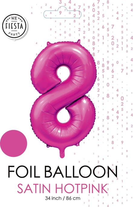 folieballon cijfer 8 mat warm roze metallic