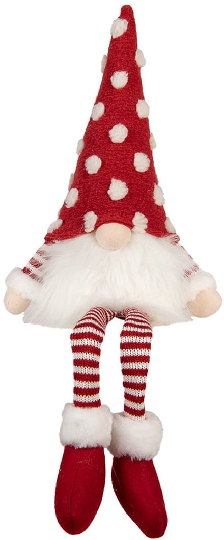 Clayre & Eef Kerstdecoratie met LED-verlichting Kabouter 16x12x32/60 cm Rood Synthetisch