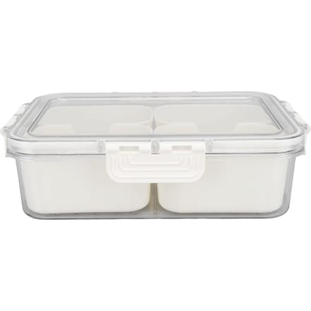 Verdeelde Serveerdoos met Transparant Deksel Afneembaar Handvat Kliksluiting Draagbare Snack Schaal voor white