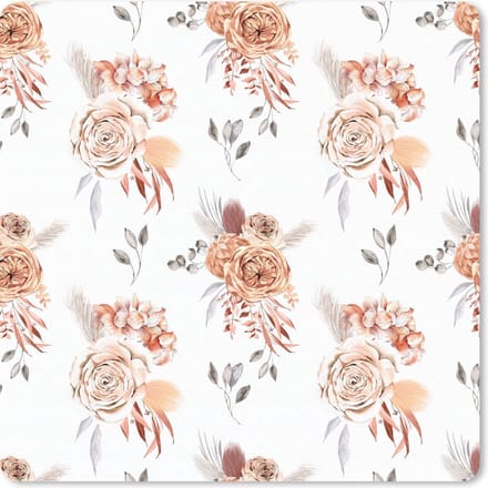 Muismat 20x20 cm - Mousepad Bloemen - Rozen - Bladeren - Wit - Muismatten