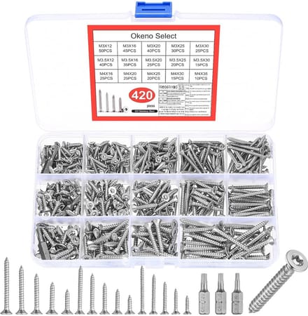 Zelftappende schroeven set 420 stuks - RVS - Torx - Ideaal voor houtbewerking - ShopVlot