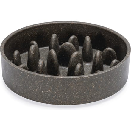 Designed by Lotte Pom Antischrokbak Kat - Slowfeeder kat - Voerbak - Vaatwasserbestendig - Bamboe - Grijs - 410 ml