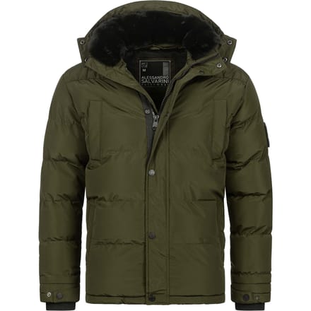 Alessandro Salvarini heren winterjas AS-326 met teddyvoering en afneembare capuchon