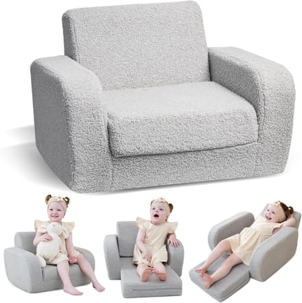 TIM® Kindersofa - Zitzak - Kinderstoel - Grijs - 91cm x 25cm x 52cm