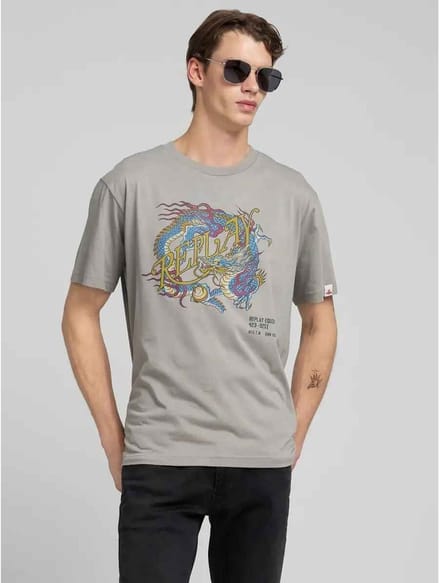 Replay Dragon Print Shirt Heren - Maat M