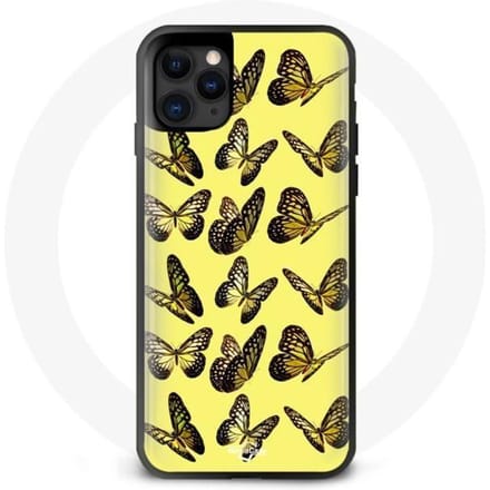 Coque iphone 13 mini forêt papillons jaune