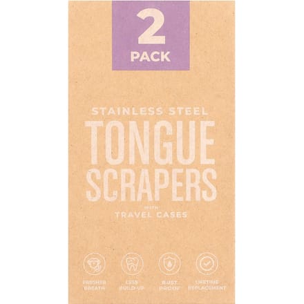 basicConcepts, gratte-langue en acier inoxydable, étui de voyage inclus, 2 pièces beige