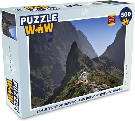 Puzzel Een uitzicht op bergdorp en bergen Tenerife Spanje - Legpuzzel - Puzzel 500 stukjes